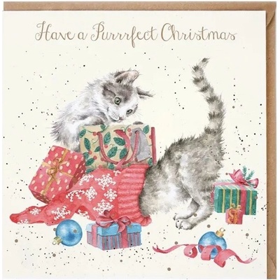 Přání Wrendale Designs "A Purrrfect Christmas", 15x15 cm - Vánoční kočky