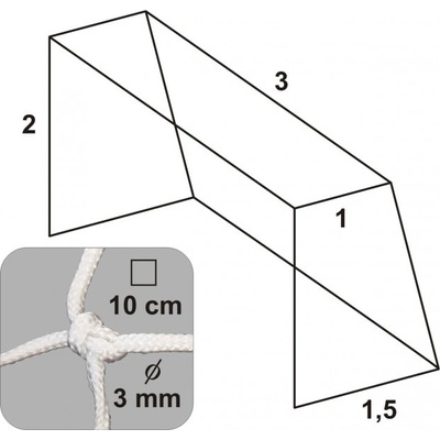 KV Řezáč Hádzanárska sieť 3x2x1x1,5/10/4 mm