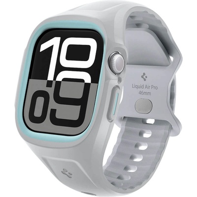 Spigen Удароустойчив TPU кейс с вградена каишка за Apple Watch 10 46мм (2024) - Spigen Liquid Air Pro Case (сив) (ACS09318)