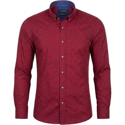Ego man košile pánská regular fit dlouhý rukáv EKR-1233 bordó