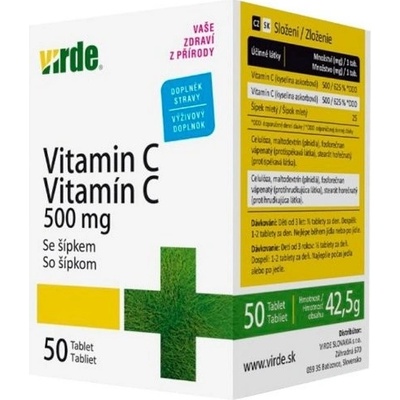 Virde Vitamín C 500 mg so šípkami 50 kapsúl