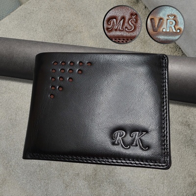 Monogram zdarma ražba na míru Pánská kožená peněženka s monogramu pravá kůže RFID + dárková krabička