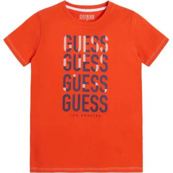 GUESS Тениска с къс ръкав в коралово за момче с много надписи Guess