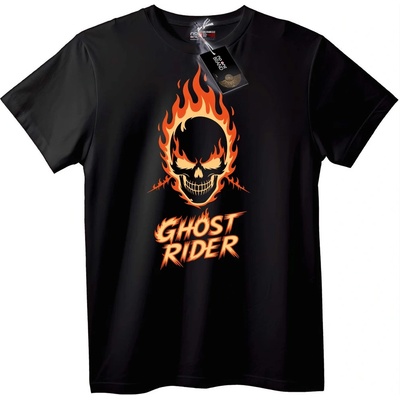 NOONEBRAND Тениска Ghost Rider Пламтящ Череп - 7XL, White