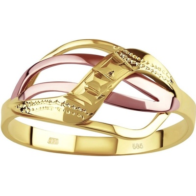 Silvego Zlatý prsten s ručním rytím Rhea ze žlutého a růžového zlata Silvego B22146RGY
