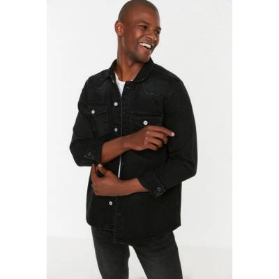 Trendyol pánska košeľa Denim čierna