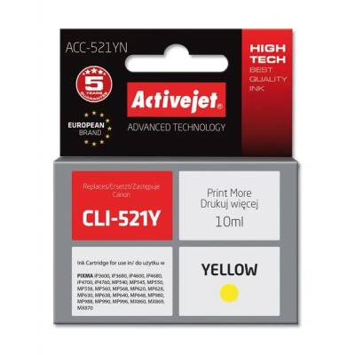 Activejet Мастило Activejet ACC-521YN (заместител за Canon CLI-521Y, Supreme, 10 ml, жълто) (ACC-521YN)