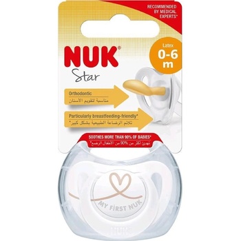 Nuk dojčenský latex cumlík Star srdce biela