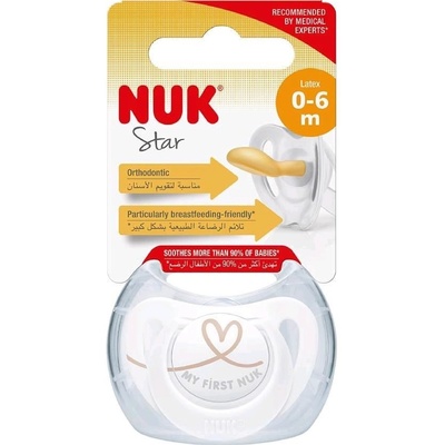 Nuk dojčenský latex cumlík Star srdce biela