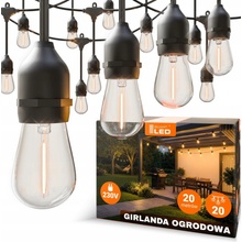SmartLED LED Venkovní dekorační řetěz 20xE27/1W/230V 20,94 m IP44 černá 4536