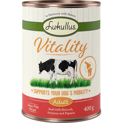 Lukullus 24x400г Vitality Joints Lukullus, консервирана храна за кучета, с говеждо, без зърно