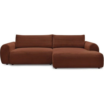 Bobochic Разтегателен ъглов диван от рипсено кадифе в тухлен цвят (десен ъгъл) Lucien - Bobochic Paris (104442)