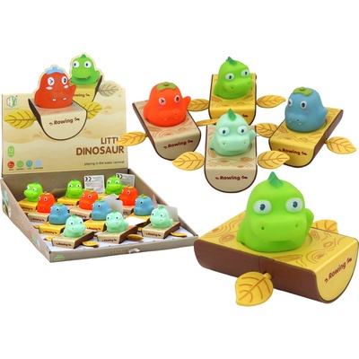 LEAN Toys Naťahovacia Dinosaurus v člne