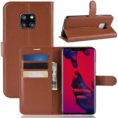 Litchi PU kožené peněženkové pouzdro na mobil Huawei Mate 20 Pro - hnědé – Zboží Živě
