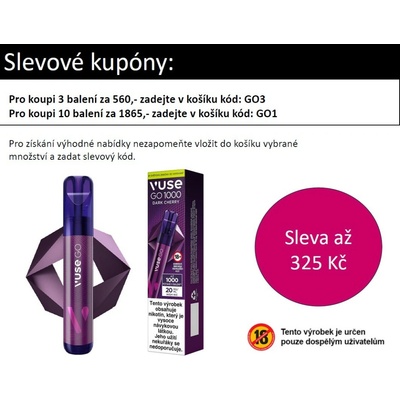 Vuse Go Dark Cherry 20 mg 1000 poťahov 1 ks