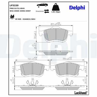 Sada brzdových platničiek kotúčovej brzdy DELPHI LP3220