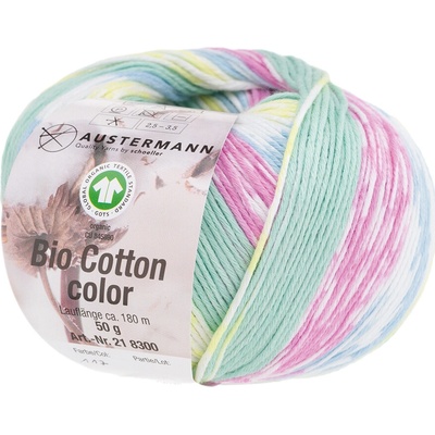 Austermann BIO COTTON COLOR - 100% organická bavlna - Ručně pletací příze Barva: 117 PASTELL