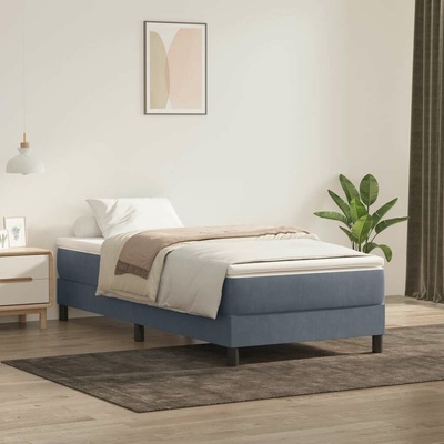 vidaXL Postel s matrací BoxSpring tmavě šedá samet