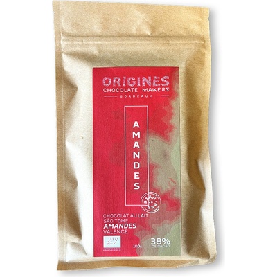 ORIGINES Chocolate Makers 38% mléčná čokoláda AMANDES BIO 100 g