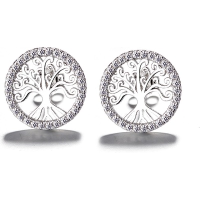 DELIS Сребърни обеци от проба 925, jw703, модел дърво, родиево покритие (jw703)