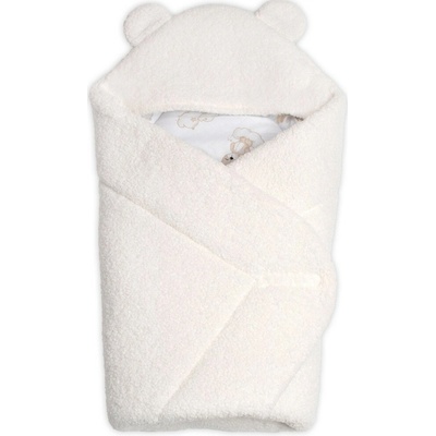 Baby Nellys Baránková zavinovačka s kapucňou bavlna baránok Teddy Medvedík smotana