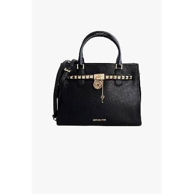 Michael Kors HAMILTON medium satchel kožená černá dámská kabelka se cvoky