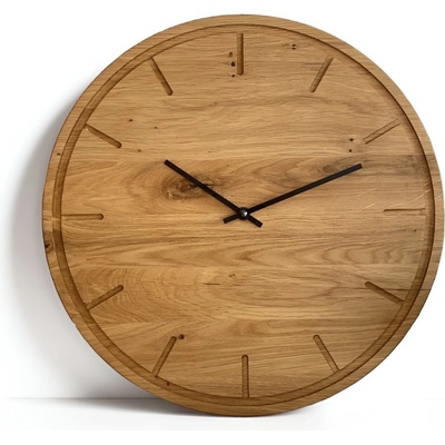 Karls Design Dubové hodiny Line 40 cm čierna gravírovanie