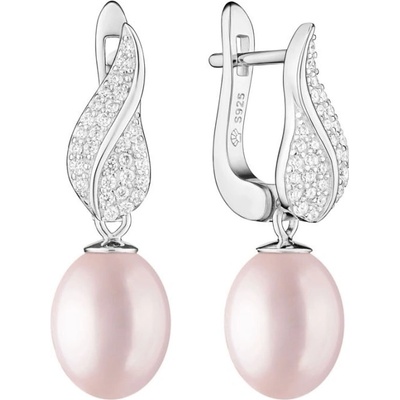 Gaura Pearls stříbrné náušnice s levandulovou perlou a zirkony SK23371EL/L Levandulová