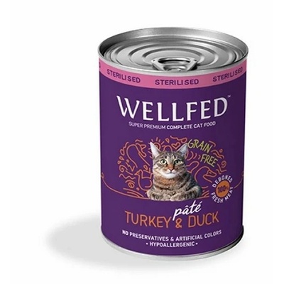 PETINTEREST Wellfed Sterilised Turkey Duck консерва за кастрирани котки с пуешко и патешко 400gr