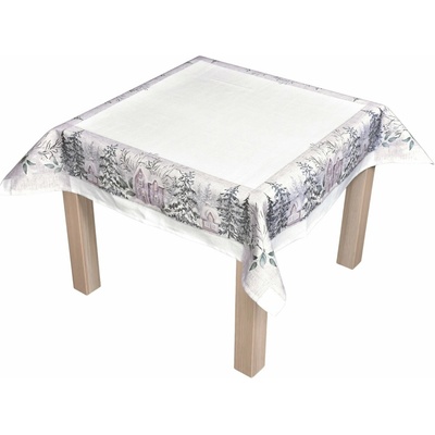 Forbyt ubrus vánoční CYH6064C domečky béžovo-zelená 85x85cm