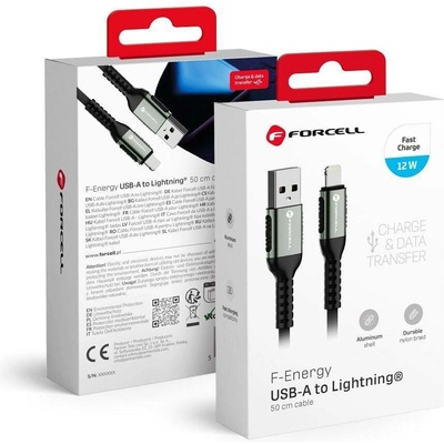 Forcell C257 USB A na Lightning 2,4A 12W Cafule 0,5m černý