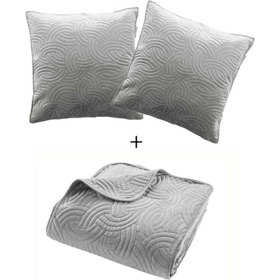 douceur d'intérieur Sivá zamatová súprava prikrývky a obliečky na vankúš Solange 240x260