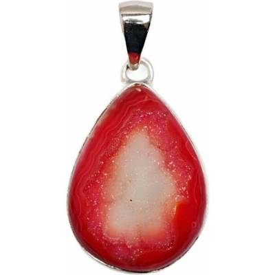 Nefertitis Achát drúzička red aura přívěsek stříbro P152 NF65124