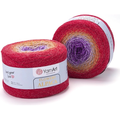 Yarn Art Flowers alpaca 419 fialová, oranžová, červená