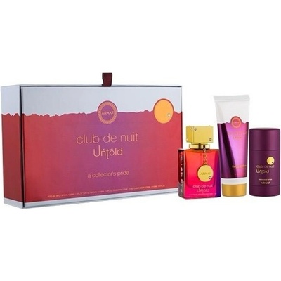 Armaf Club De Nuit Untold Darčeková sada unisex EDP 105 ml, telové mlieko 100 ml a deostick 75 g