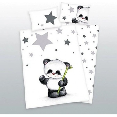 Herding obliečky Panda a Hviezdičky bielé 100 x 135 , 40 x 60 cm