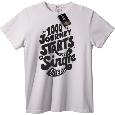 NOONEBRAND Тениска 1000 пътешествия започват с първата стъпка - 2XL, White