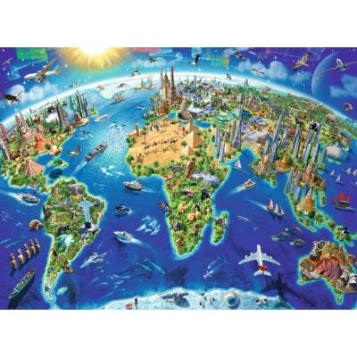 Ravensburger - Puzzle World Landmarks Map XXL - 200 piese