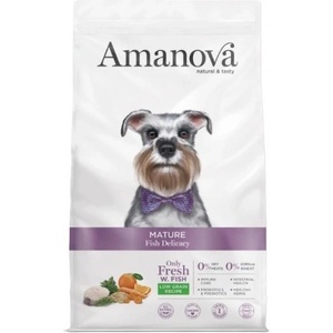 Amanova adult mature fish delicacy - пълноценна храна за пораснали кучета от средни и едри породи над 7 години, с Бяла риба и пащърнак - 10 кг, Испания - 33175