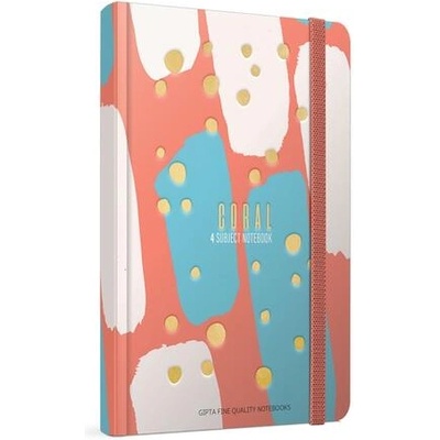GIPTA Coral Тетрадка 17 х 24 cm, кремава, 4 теми, широки редове, твърда корица, с ластик, 140 листа (4627)