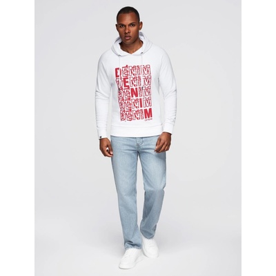 Ombre Men's non-stretch kangaroo sweatshirt with hood and print white