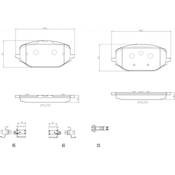 BREMBO Sada brzdových platničiek kotúčovej brzdy P61142