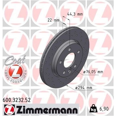 Brzdový kotúč (cena za 1ks) ZIMMERMANN 600.3232.52