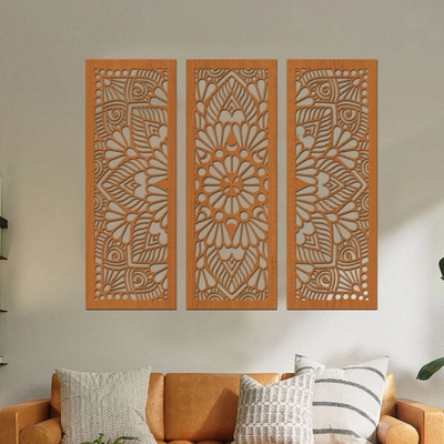 dřevo života Dřevená 3 dílná mandala QUADRO Zvolte barvu dekoru: Třešeň, Rozměry (cm): 120x100