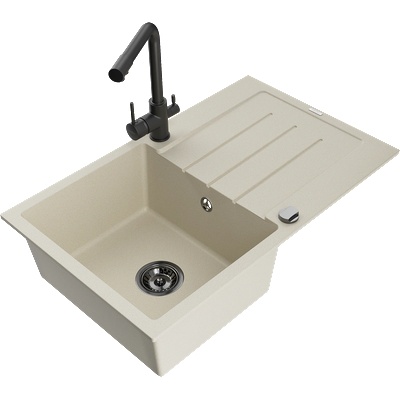 Mexen Bruno гранитна мивка с 1 камера и отцедник и кухненски смесител Duero, бежов - 6513-69-671600-70 (6513-69-671600-70)