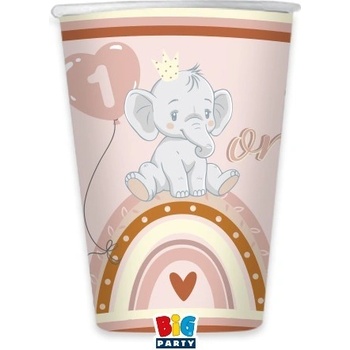 Big Party Парти Чаши 1-ви Рожден Ден Слонче, Розово