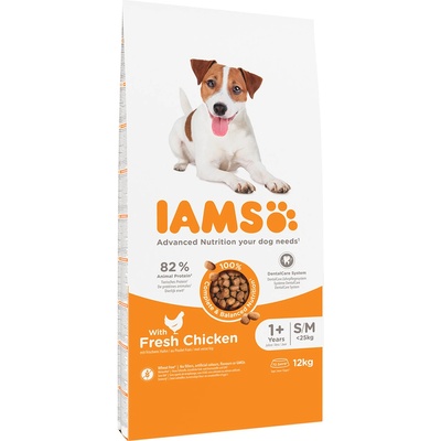 Iams 12кг Adult Small & Medium Dog IAMS for Vitality, суха храна за кучета - с пиле