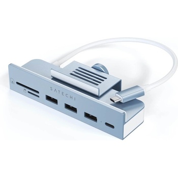 Satechi USB Хъб Satechi USB-C Clamp Hub (ST-UCICHB), 6 порта, от USB Type-C към 1x USB Type-C/3x USB 3.0 Type-A, MicroSD/SD слот, за Apple iMac 24 (2021), 5000 Mbit/s, син (ST-UCICHB / 54360)