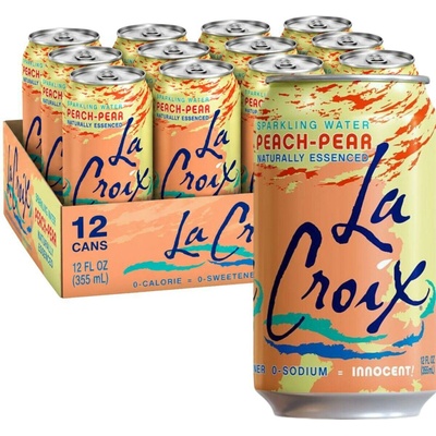 La Croix sycený nápoj s příchutí hrušky a broskve 12 x 355 ml