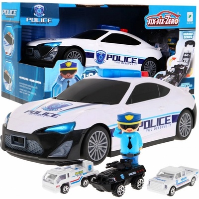 Majlo Toys Rozkladacie policajné autíčko so svetlom zvuky a autíčkami Police Garage